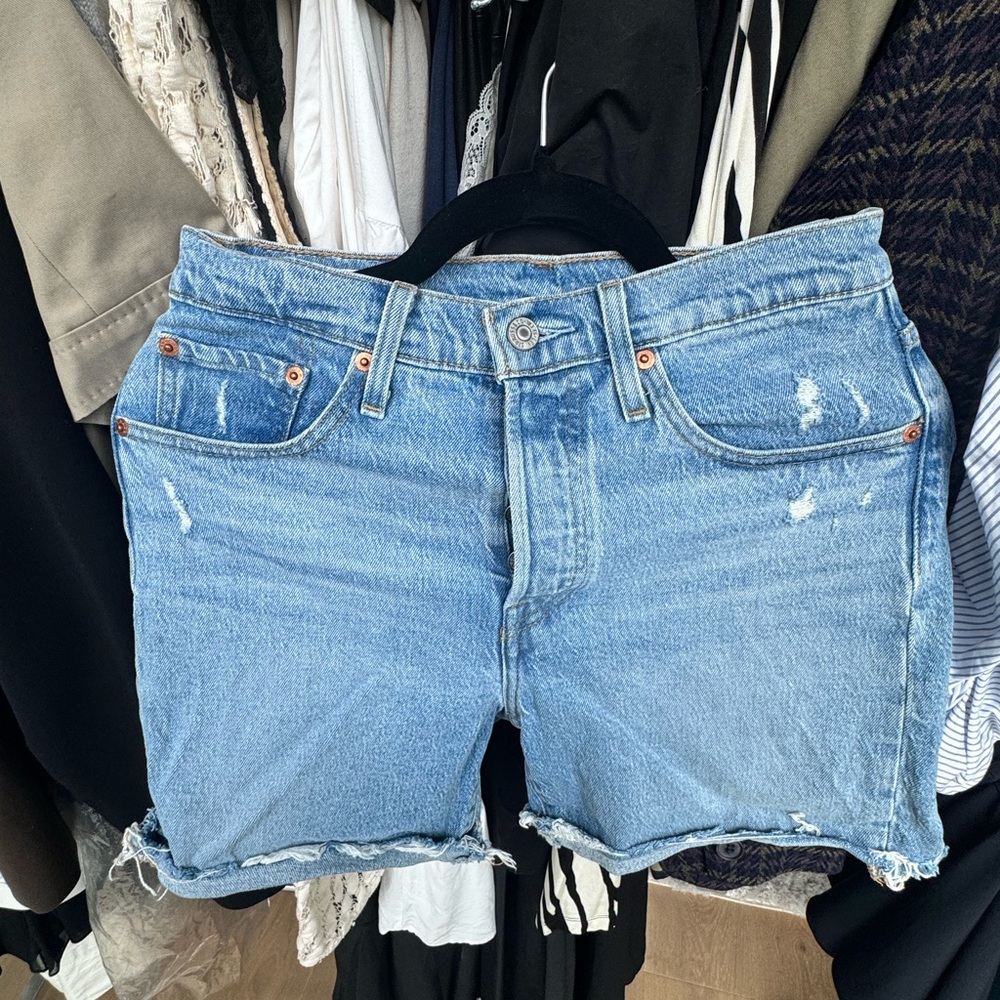 Levi's Light Blue Distressed Jean Shorts